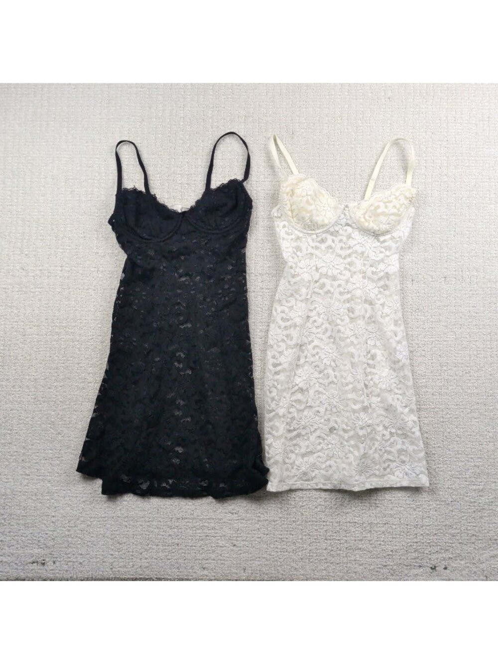 Y2K Lot x2 Papillon Blanc Lace Babydoll Cami Lingerie Glam Sexy Coquette S